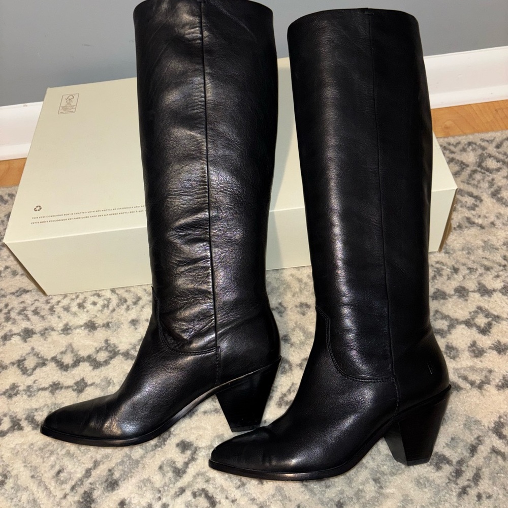 Frye “Renee” Tall Black Knee-High Leather Boots